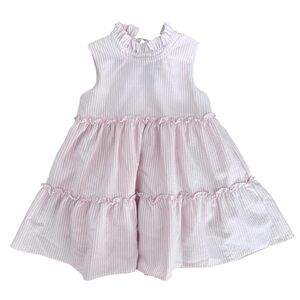 Lulu Bebe Natty Striped Sleeveless Seersucker Tiered Dress size 6